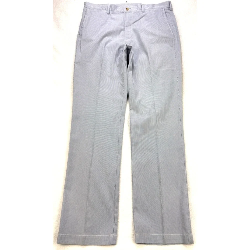 Polo Ralph Lauren Pants‎ Mens 36W 34L Blue White Stripe Seersucker Bleecker